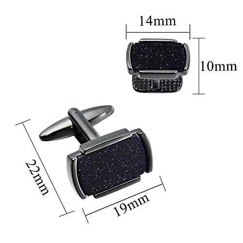 HAWSON Cufflinks and Studs for Men-Mens Fashion Cufflinks and Tuxedo Shirt Studs Set for Regular Weeding Business Accessories - color: Blue gold stone set