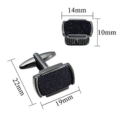 HAWSON Cufflinks and Studs for Men-Mens Fashion Cufflinks and Tuxedo Shirt Studs Set for Regular Weeding Business Accessories - color: Blue gold stone set