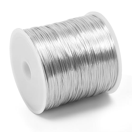 26 Gauge Tarnish Resistant Copper Wire 328ft for Jewelry Wire（Silvery） | (0.4mm X 100m) durable craft copper wire, ideal for handmade ornaments design and various DIY handcraft projects - color: Silver