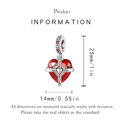 Birthstone Charms 925 Sterling Silver Heart Charms for Bracelets and Necklaces Birthday Day Christmas Gifts For Women - color: A-January