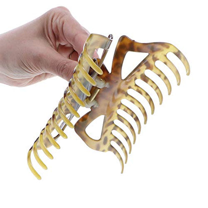 Jumbo Jaw Clip Extra Large Marbelized Hair Claw (Leopard Mustard) - color: Leopard Mustard