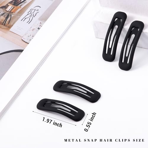 20 PCS Small Rectangle Hair Barrettes For Women Non Slips Snap Clips For Thin Fine Hair,Matte Black,1.97 x 0.55Inch - color: Matte Black