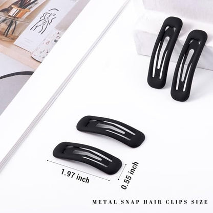 20 PCS Small Rectangle Hair Barrettes For Women Non Slips Snap Clips For Thin Fine Hair,Matte Black,1.97 x 0.55Inch - color: Matte Black
