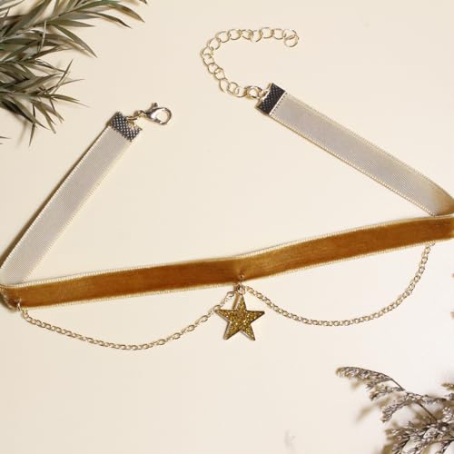 Nova&Aria Chokers Set For Women Heart Choker Necklaces Flower Pendant Velvet Cute Pink Turquoise Blue White Black Choker Necklace Christmas Colorful Lace Chokers - color: Brown-B