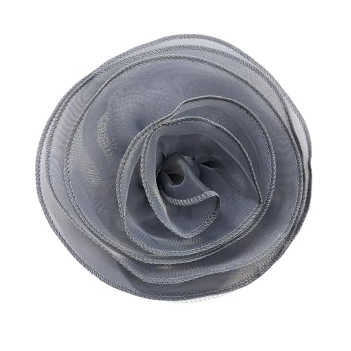 10inch Extra Large Flower Brooch Pin for Women Fashion Dainty Organza Satin Fabric Big Camellia Brooches Lapel Pins Wedding Dance Party Dress Accessories Exaggerated Jewelry Gift - color: 6 inch Grey
