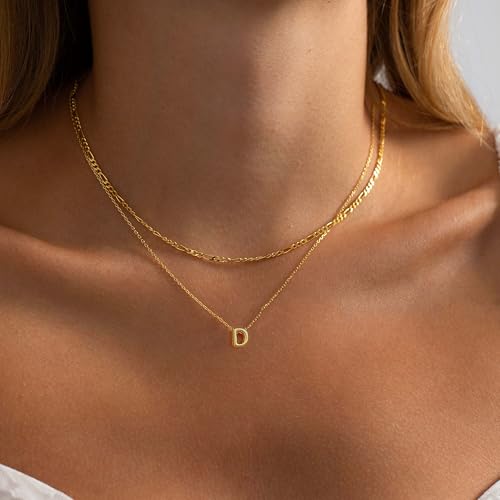 Initial Necklaces for Women Bubble Gold Silver Letter Necklace Dainty Personalized Charm Pendant Name Necklace Cute Non Tarnish Fashion Accessories Teen Gift Trendy Stuff Jewelry Gifts - color: Gold, style: D