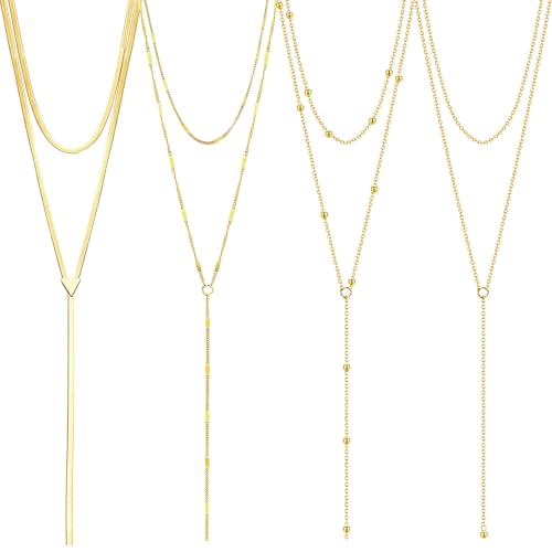 NEWITIN 6 Pieces Pendant Layered Necklaces for Women Gold Necklace Set | Hypoallergenic, Gold Plated, Cubic Zirconia, Cuban Link, Snake Chain, Stackable Chains Choker, Layering Necklace, Women Gifts - color: Gold Delicate