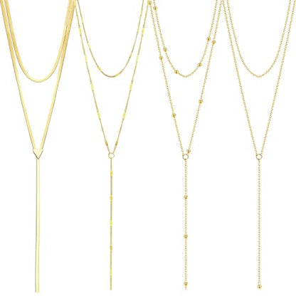 NEWITIN 6 Pieces Pendant Layered Necklaces for Women Gold Necklace Set | Hypoallergenic, Gold Plated, Cubic Zirconia, Cuban Link, Snake Chain, Stackable Chains Choker, Layering Necklace, Women Gifts - color: Gold Delicate