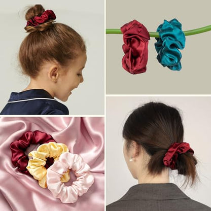 LILYSILK Silk Hair Scrunchies/Ties for Frizz & Breakage Prevention, 100% Mulberry, No Damage, Elastic ponytail Holders, 1Pc, Claret - color: Claret