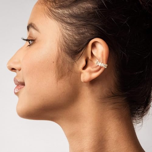 Ear Cuffs Non Piercing for Women 14K Gold Plated Ear Cuff Earrings Colorful Cubic Zirconia Paved Trendy Cartilage Earring Jewelry | Single - color: Gold