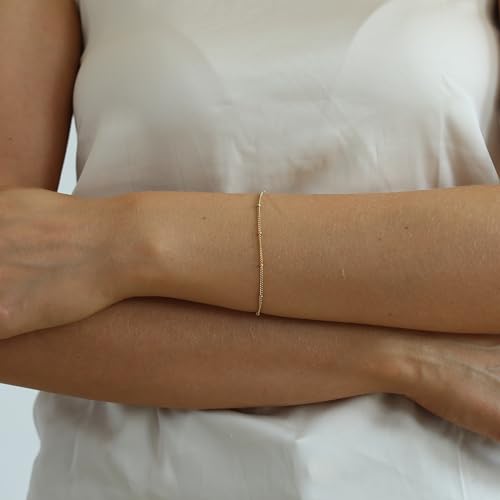 18K Gold Plated Pearl Beaded Cross Bracelets for Women Adjustable Stainless Steel Dainty Thin Gold Box Cuban Twisted Link Chain Bracelet Bridesmaid Jewelry Gifts - color: Satellite-Gold