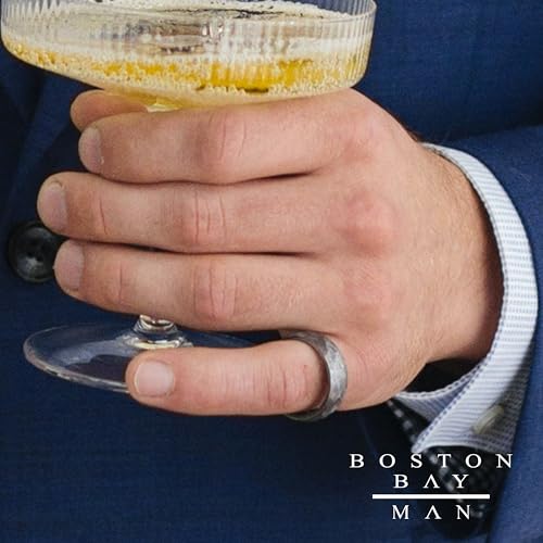 Boston Bay Diamonds Tantalum Comfort Fit Mens Wedding Band or Fashion Ring - 7mm & 8mm - Choice of Style - color: 8mm Hammered Texture