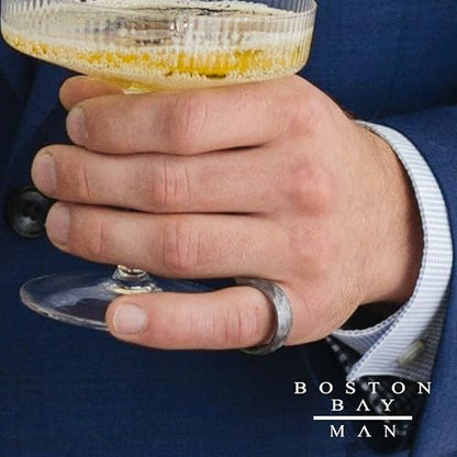 Boston Bay Diamonds Tantalum Comfort Fit Mens Wedding Band or Fashion Ring - 7mm & 8mm - Choice of Style - color: 8mm Hammered Texture