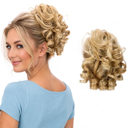 CAISHA Jumbo Hairpiece Scrunchy Updo Voluminous Curly Messy Bun Blond Mix G13L - color: blond mix #27H613 G13L