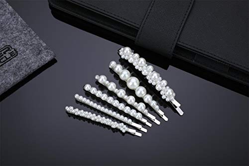 Pearl Hair Clips Barrettes Silver Wedding Decorative Bobby Pins Women Girls Bridal Her Valentines Mother’s Day Birthday Prom Party Daily Wear Hair Styling Accessories Xmas Gift 6pcs - color: Silver
