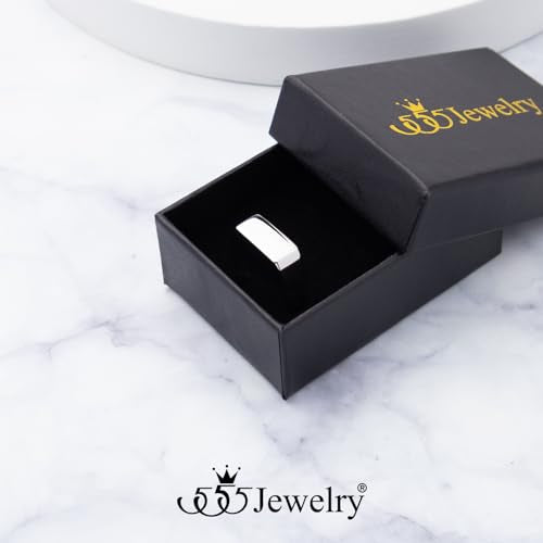 555Jewelry Stainless Steel Solid Plain High Polish Round Signet Ring for Men - color: Rectangle Silver