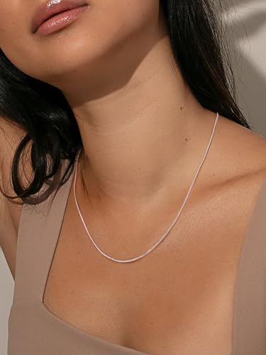 FOCALOOK Snake Chain Necklace, 1/1.2/1.5/2mm 14K Gold Plated Womens Chains | Hypoallergenic Stainless Steel Chain, Non Tarnish Rose Gold/Silver/Black Plated Finish, 14-30" Length for Everyday Layering - color: 1.2mm-Silver, size: 30 Inches