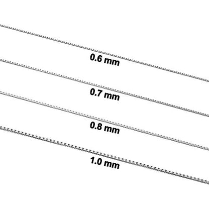 Kooljewelry 14k White Gold Box Chain Pendant Necklace for Women (0.6mm, 0.7mm, 0.8mm or 1mm/ lengths from 13 to 30 inches) - size: 16 inch, style: 0.7 mm wide