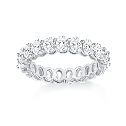 MINDDHA 14K Gold Plated Rings- Oval Cubic Zirconia Love Ring Simulated Diamond Stackable Rings Eternity Bands/Silver Rings, Gold Rings for Women- 4mm Band Size 4-12 - color: White Gold