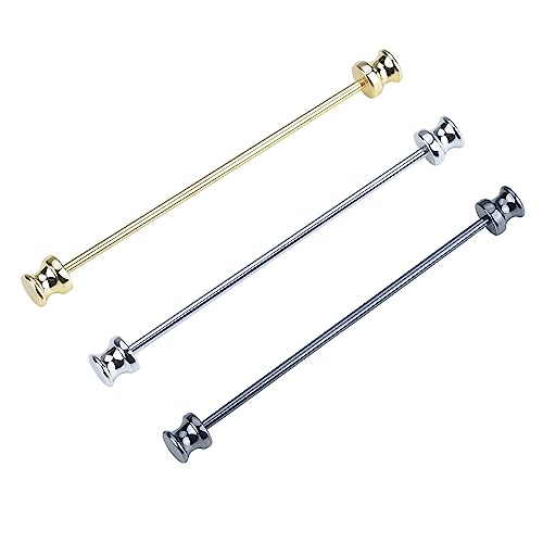 3PCS Men's Classic Brass Shirt Collar Bar Tie Pins Set for Wedding Business with Gift Box - color: Frustum Head