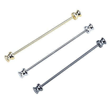 3PCS Men's Classic Brass Shirt Collar Bar Tie Pins Set for Wedding Business with Gift Box - color: Frustum Head