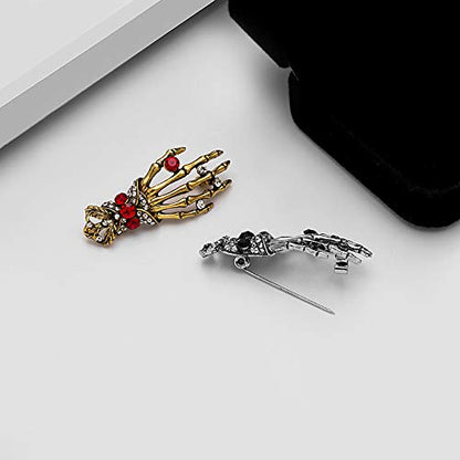 Premium Handmade Enamel Lapel Pin Brooch Badge - color: Day of the Dead Silver Hand, size: 1 Pin