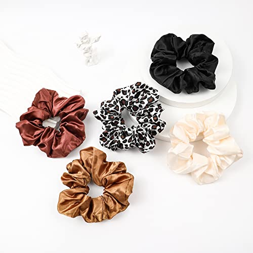 Scrunchies Hair Ties Elastics Bands Ponytail Holder Pack of Neutral Scrubchy Hair Accessories Women Girls (Big, 4 Color Mixed3) - color: Colorful