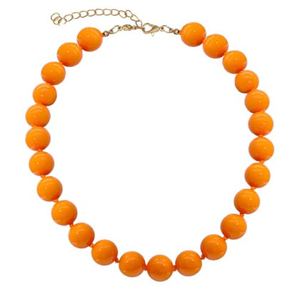 JNF Chunky Beaded Necklaces Women Large Big Ball Bead Choker Necklace Bold Statement Beads jewelry Gift - color: orange beaded