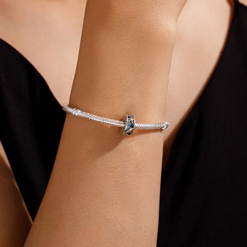 KEQ Clip Spacer Charm for Bracelet 925 Silver Pave Cubic Zirconia Clip Lock Stopper Bead Spacer For Women Bracelets Stopper Birthday Gifts European Openable Beads 2pcs - color: Tropical Starfish & Shell