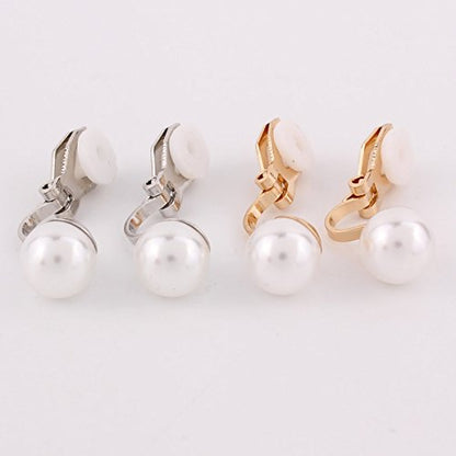1-5 Pairs Pearl Clip on Earrings for Women Non Piercing Earrings Set Hypo-Allergenic Earrings - color: 4 Pairs White Clip-ons