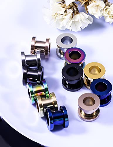 Vsnnsns 14G 12G 8G 6G 4G 2G 0G 00G Stainless Steel Ear Tunnels Screw Fit Ear Plugs Tunnels Gauges Set 1.6MM 2MM 3MM 4MM 5MM 6MM 8MM 10MM - color: 0G-8.0mm