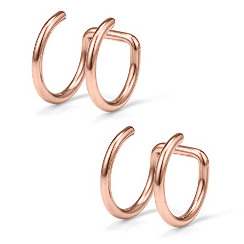 Stainless Steel Ear Cuff Non piercing Fake Clip-on Cartilage Earring Set Women Men 6pcs - color: 6PCS - Rose Gold