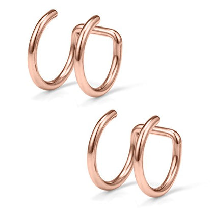 Stainless Steel Ear Cuff Non piercing Fake Clip-on Cartilage Earring Set Women Men 6pcs - color: 6PCS - Rose Gold