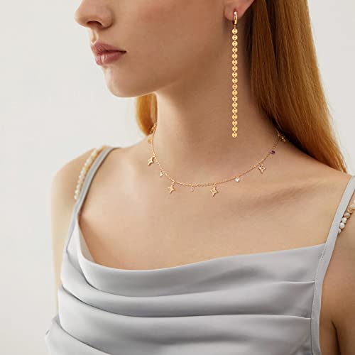 MTMY Beaded Necklaces for Women 14K Gold Plated Dainty Colorful Green/Rose Beaded Pearl Choker Necklace Delicate Boho Choker Necklace Jewelry Gift - style: CZ star tassel