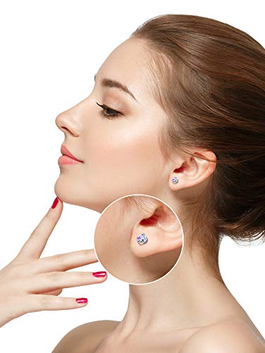 18 Pairs Stainless Steel Stud Earrings Solid Rhinestone Earring Cartilage Earrings Helix Ear Piercing Jewelry for Women Men (Steel Color, 18 G/ 1 mm with 4 mm Screw Ball)