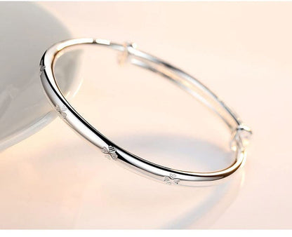 925 Sterling Silver Bracelet Plated Cuff Bangle Bracelet Fashionable Multi-layer Cross Wire Bangle Bracelet Open Adjustable Wide Cuff Bracelet for Teen Girls Fashion Jewelry - color: 01