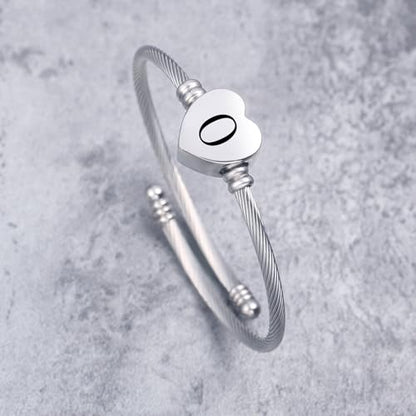 MUERDOU Initial Bracelet for Women Alphabet 26 Letters Bracelet Heart Cable Charm Bracelets Gifts for Her - style: O