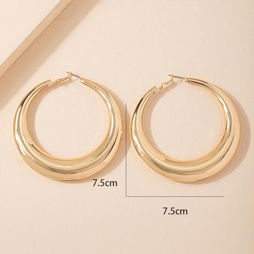 Large Hoop Earrings for Women Lightweight Chunky Earrings | Big Hoop Earrings for Women Chunky Jewelry 70s Outfits for Women - style: Hoop-G-02