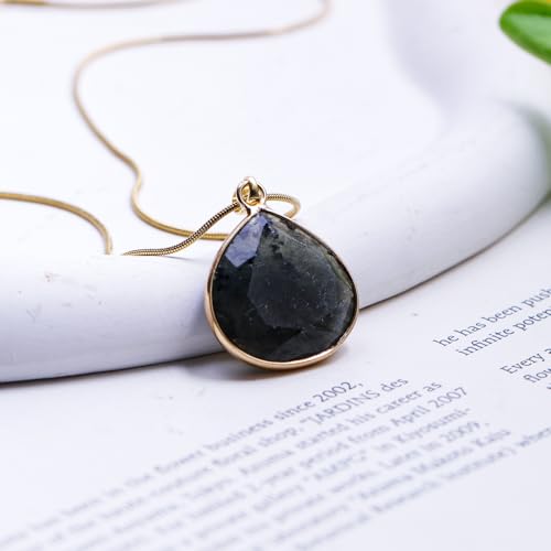 Da Piao Liang Labradorite Crescent Moon Energy Necklace, Healing Crystal Pendant With Stainless Steel Chain, Spiritual Jewelry - color: Grey