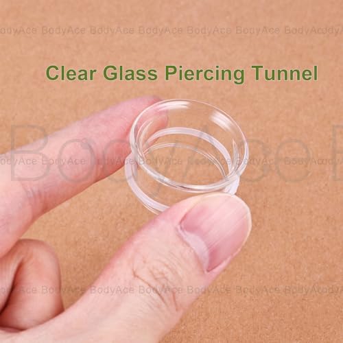 1 Pair Glass Ear Stretching Kit Single Flare Gauges for Ears Plugs 8G-1” | Earring Expander Stretcher Piercing Body Jewelry with Rubber Rings - color: Black, size: 1/2"(12mm)