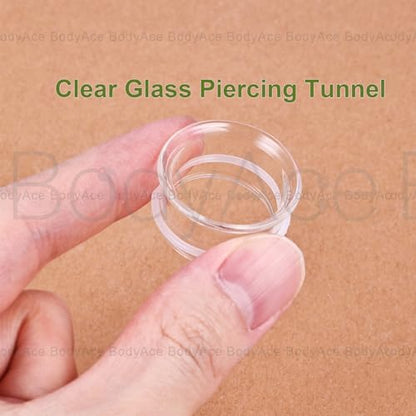 1 Pair Glass Ear Stretching Kit Single Flare Gauges for Ears Plugs 8G-1” | Earring Expander Stretcher Piercing Body Jewelry with Rubber Rings - color: Black, size: 1/2"(12mm)