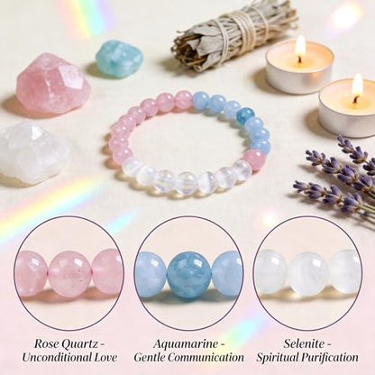 Bivei Protection Crystal Healing Bracelet | 8MM Strength Bracelet Spiritual Stretch Beaded Jewelry for Women Men Gift - color: Love, size: Medium 6.8-7.3 inch