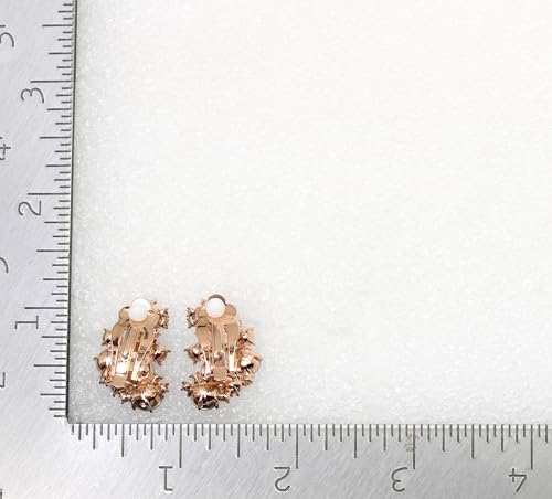 Faship Gorgeous Clip Ons Floral Earrings - color: Light Sapphire Opal / Rose gold plated