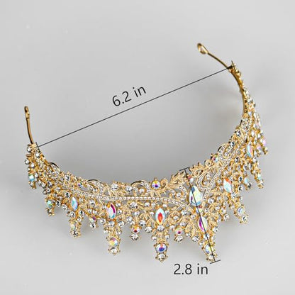 Tiaras and Crowns for Women Crystal Princess Tiaras Rhinestone Queen Crowns For Wedding Bridal Birthday Prom Pageant Party (Tiara 100) - color: Gold AB