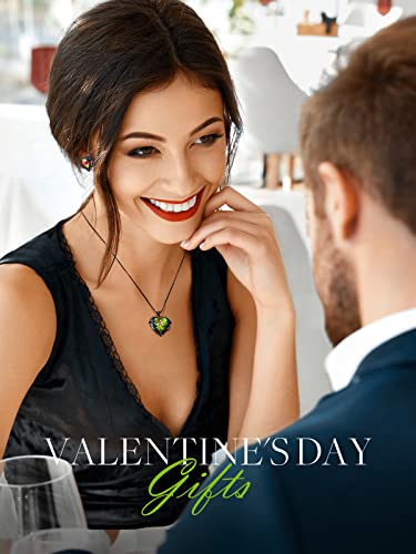 CDE Angel Wings Heart Birthstone Pendant Necklace Gift for Women | Silver/Gold Tone,Ideal Birthday & Anniversary Jewelry Gift for Wife,Girlfriend,Her - color: Black-Colorful Zircon Birthstone