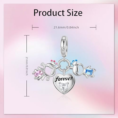 Bible Family Mom Wife Love Heart Dangle Charm 925 Sterling Silver Charms fits Bracelets and Necklace Pendant Bead Charms Jewelry Present for Women Family Friends - style: Forever Love Crown Couple Charm