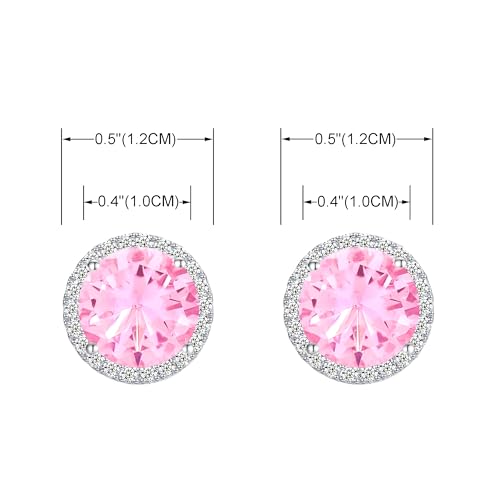 YOQUCOL 10MM Cubic Zirconia Crystal Clip On Stud Earrings Round Non Pierced Earrings for Women - color: Pink