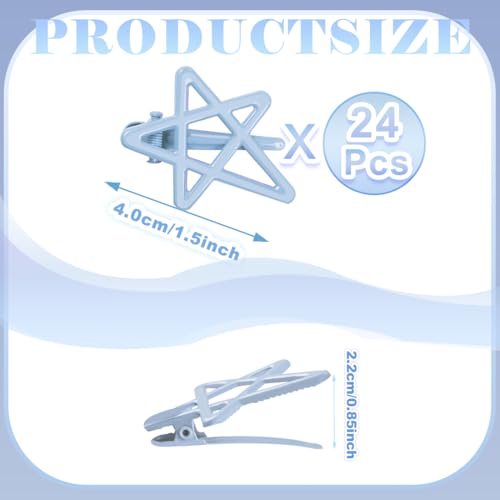 ELANE 24 Pcs Star Snap Hair Clips for Women Girl,Cute Hair Barrettes for Women Fine Thin Hair Accessories DIY - color: Blue
