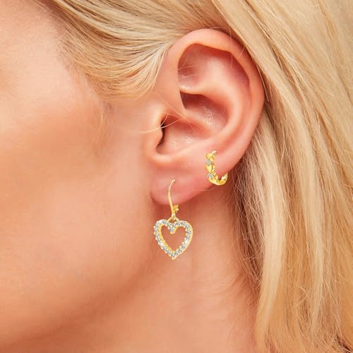 14K Gold Plated Heart Earrings for Women, Heart/Flower/Bow/Pearl Earrings Drop Stud Huggie Hoop Earring Hypoallergenic Earrings Christmas Earrings Festival Party Jewelry Gifts for Women - color: Gold-Heart