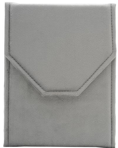 Velvet Necklace Jewelry Travel Folder Storage Display Case (Grey) - color: Grey